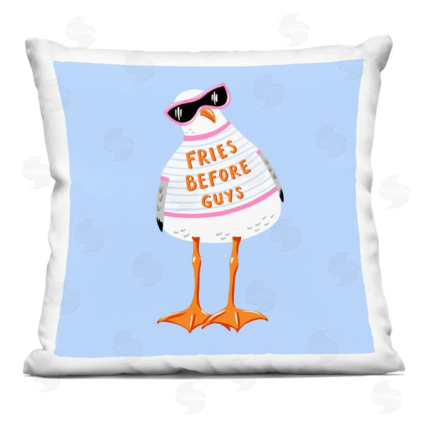 stupell industries Bex Morley Design | Fries Before Guys Seagull Printed Throw Pillow