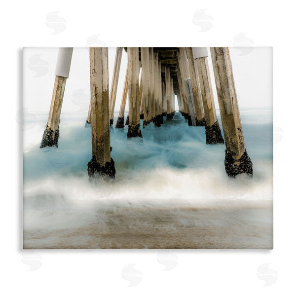 stupell industries Bill Carson Photography | Waterfront Pier Splashing Sea Waves Wall Art