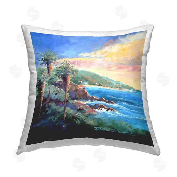 stupell industries Bill Drysdale | Tropical Summer Palm Trees Printed Throw Pillow