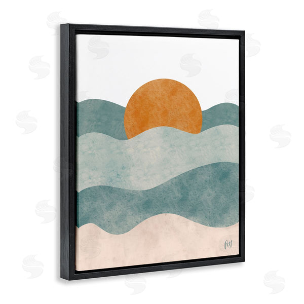 Stupell Industries Birch & Ink | Abstract Beach Sunrise Layered Shape Ocean Waves Wall Art