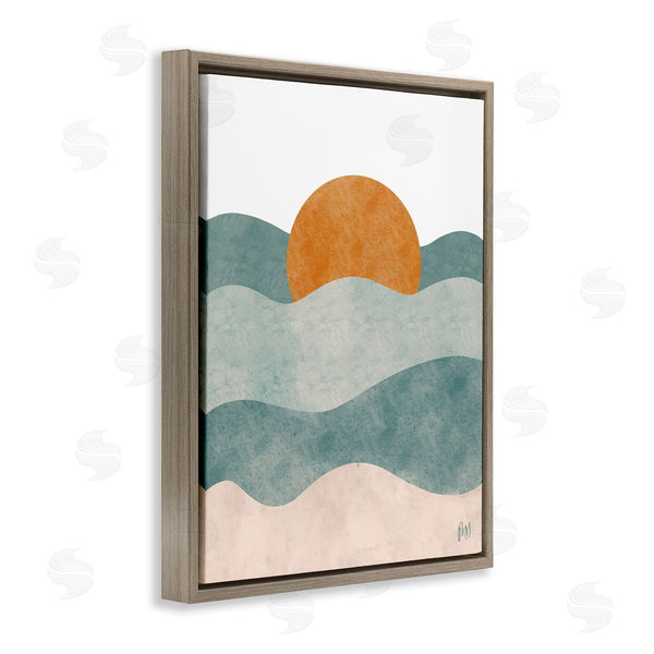 Stupell Industries Birch & Ink | Abstract Beach Sunrise Layered Shape Ocean Waves Wall Art