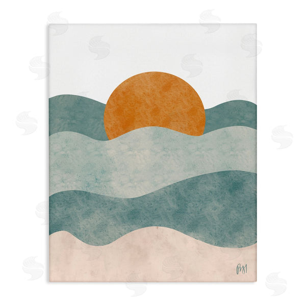 stupell industries Birch & Ink | Abstract Beach Sunrise Layered Shape Ocean Waves Wall Art
