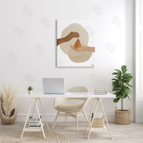 Stupell Industries Birch & Ink | Abstract Pear Offering Reaching Hands Earth Tones Wall Art
