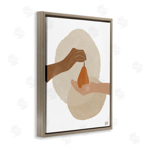 Stupell Industries Birch & Ink | Abstract Pear Offering Reaching Hands Earth Tones Wall Art