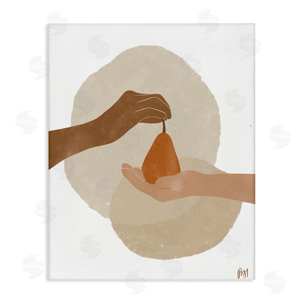 stupell industries Birch & Ink | Abstract Pear Offering Reaching Hands Earth Tones Wall Art