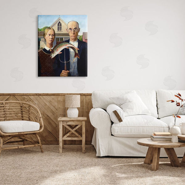 Stupell Industries Birch & Ink | American Gothic With Fish Wall Art