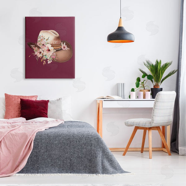 Stupell Industries Birch & Ink | Cowgirl Hat On Burgundy Wall Art