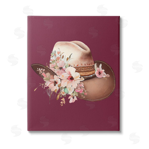 stupell industries Birch & Ink | Cowgirl Hat on Burgundy Wall Art