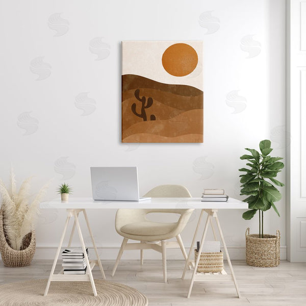 Stupell Industries Birch & Ink | Desert Cactus Rolling Hills Bold Orange Sun Landscape Wall Art