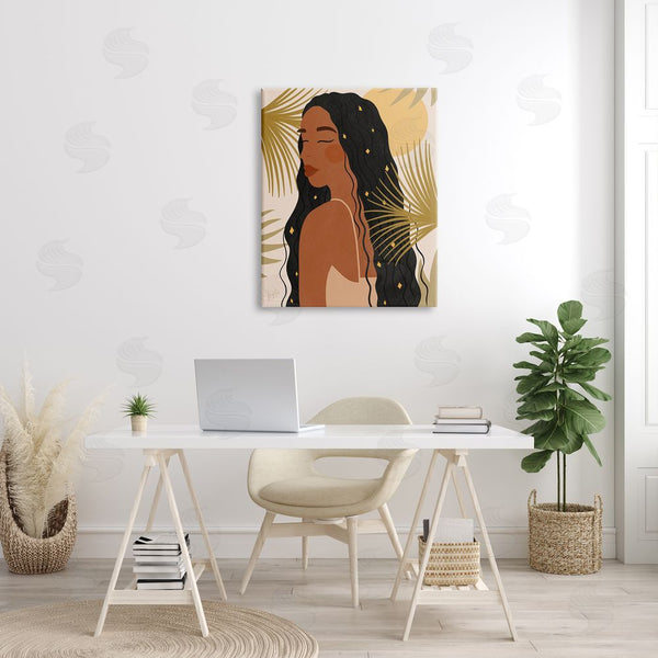 Stupell Industries Birch & Ink | Desert Plant Leaves Sunlit Starry Haired Woman Wall Art