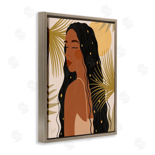 Stupell Industries Birch & Ink | Desert Plant Leaves Sunlit Starry Haired Woman Wall Art