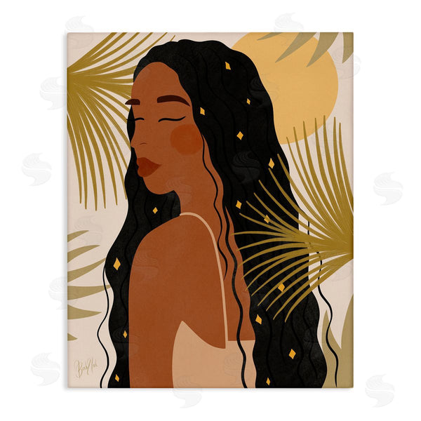 stupell industries Birch & Ink | Desert Plant Leaves Sunlit Starry Haired Woman Wall Art