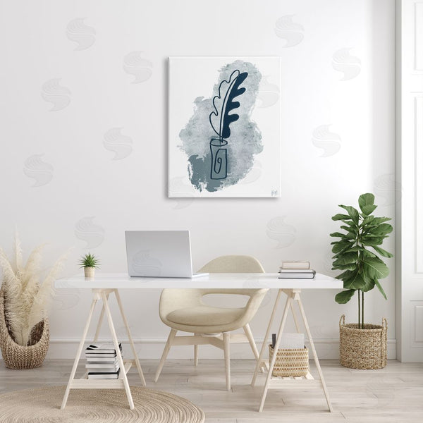 Stupell Industries Birch & Ink | Feather Quill Ink Pot Abstract Lines Soft Blues Wall Art