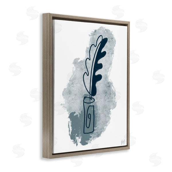 Stupell Industries Birch & Ink | Feather Quill Ink Pot Abstract Lines Soft Blues Wall Art