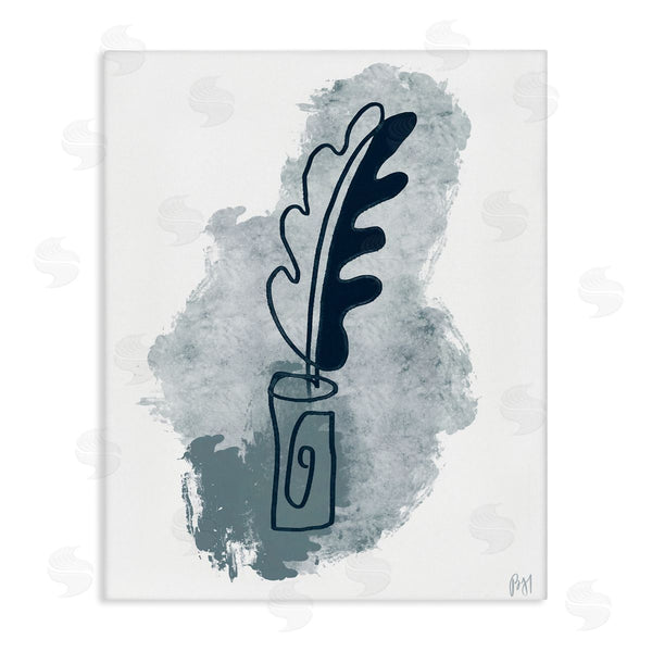 stupell industries Birch & Ink | Feather Quill Ink Pot Abstract Lines Soft Blues Wall Art