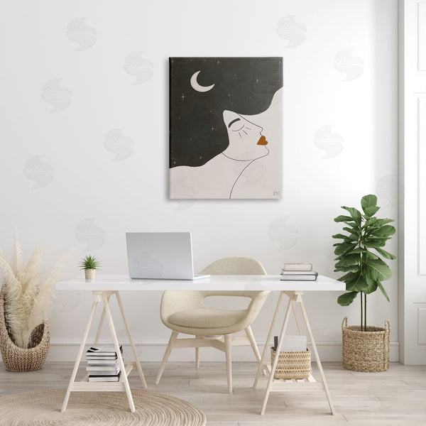 Stupell Industries Birch & Ink | Female Abstract Hair Portrait Starry Sky Constellations Wall Art
