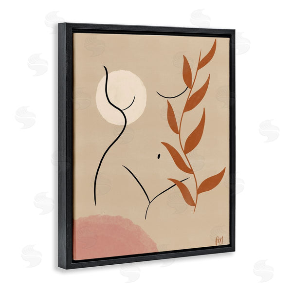 Stupell Industries Birch & Ink | Female Figure Nude Abstract Portrait Orange Vine Neutral Wall Art