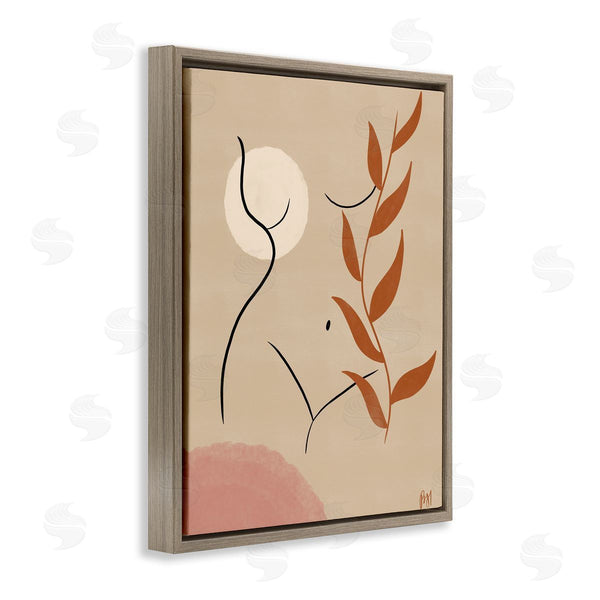 Stupell Industries Birch & Ink | Female Figure Nude Abstract Portrait Orange Vine Neutral Wall Art