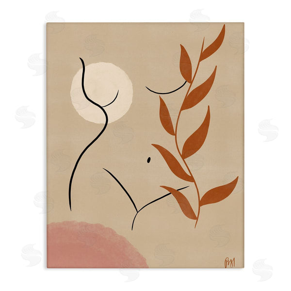 stupell industries Birch & Ink | Female Figure Nude Abstract Portrait Orange Vine Neutral Wall Art