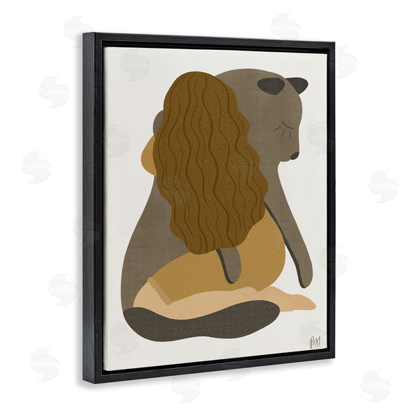 Stupell Industries Birch & Ink | Female Hugging Sea Lion Animal Warm Earth Tones Wall Art