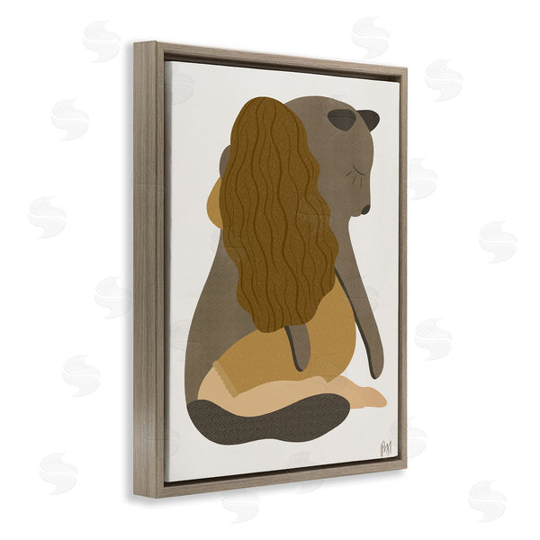 Stupell Industries Birch & Ink | Female Hugging Sea Lion Animal Warm Earth Tones Wall Art