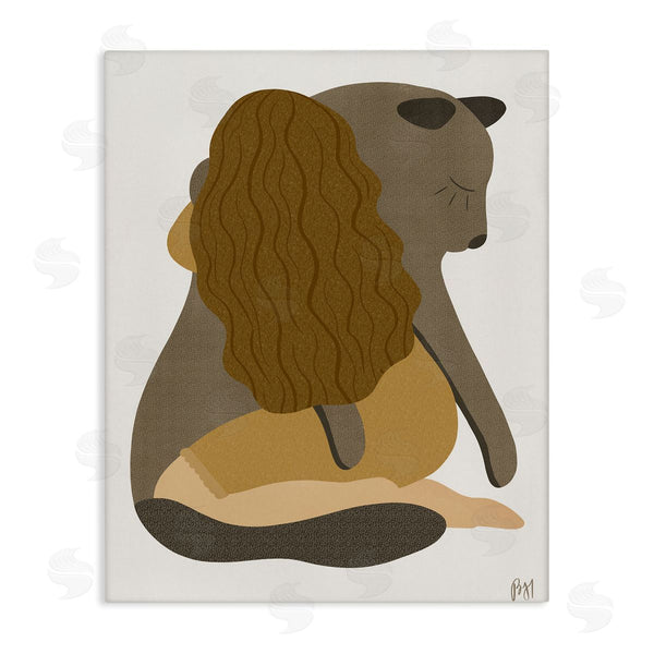 stupell industries Birch & Ink | Female Hugging Sea Lion Animal Warm Earth Tones Wall Art
