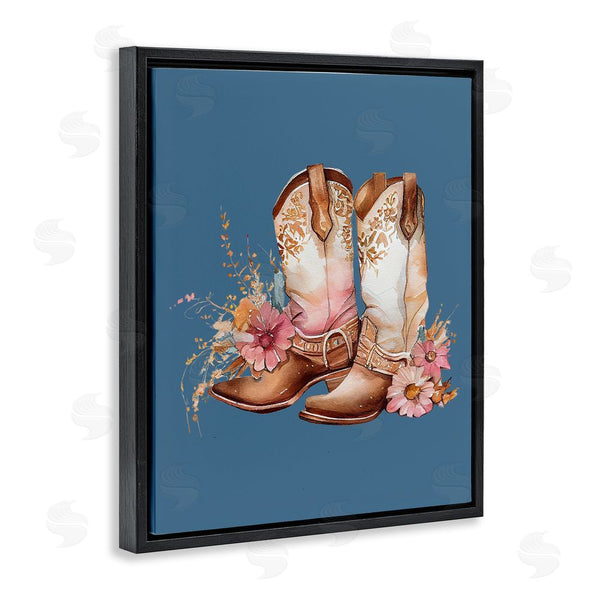 Stupell Industries Birch & Ink | Floral Cowgirl Boots On Blue Wall Art