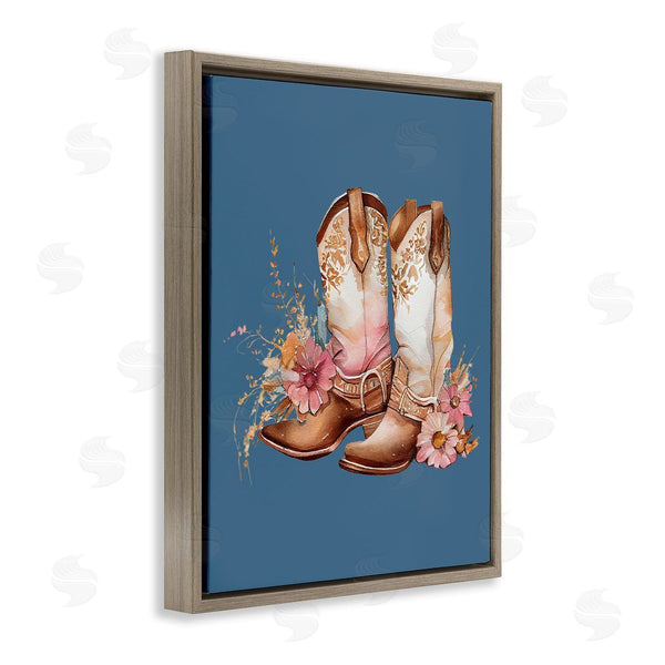 Stupell Industries Birch & Ink | Floral Cowgirl Boots On Blue Wall Art