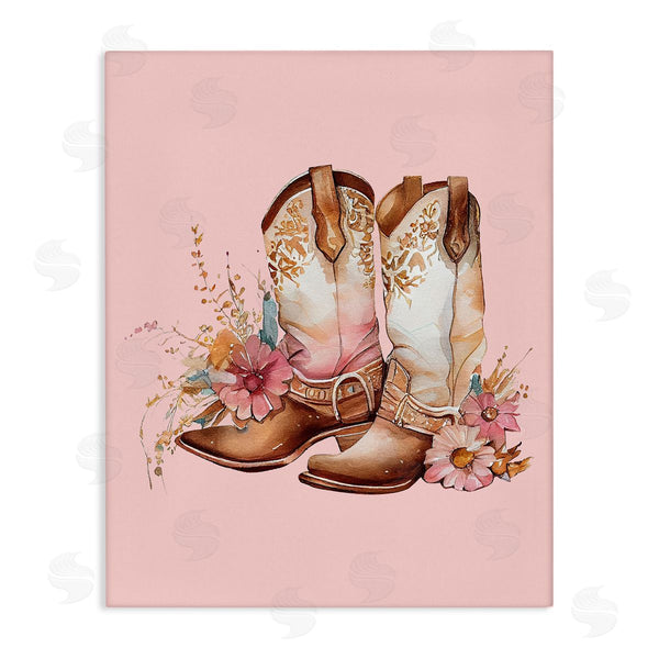 stupell industries Birch & Ink | Floral Pink Cowgirl Boots Wall Art