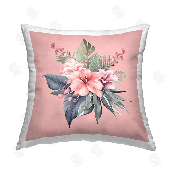 stupell industries Birch & Ink | Hibiscus on Pink Printed Throw Pillow