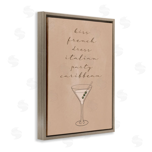 Stupell Industries Birch & Ink | Kiss French Dress Italian Party Caribbean Martini Glass Wall Art