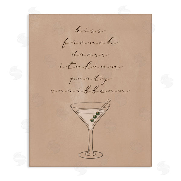 stupell industries Birch & Ink | Kiss French Dress Italian Party Caribbean Martini Glass Wall Art