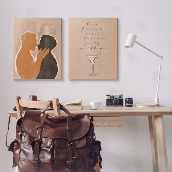 Stupell Industries Birch & Ink | Kiss French Phrase Male Couple Embrace Wall Art