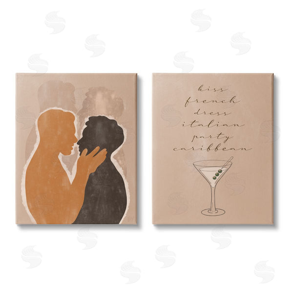 stupell industries Birch & Ink | Kiss French Phrase Male Couple Embrace Wall Art