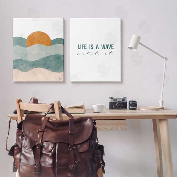 Stupell Industries Birch & Ink | Life's A Wave Phrase Summer Sunrise Wall Art