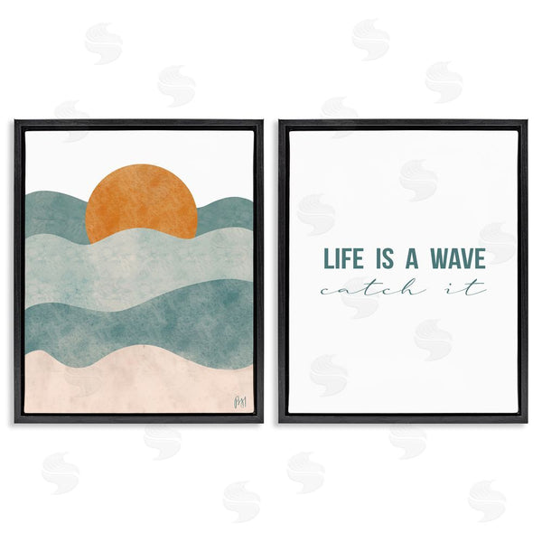 Stupell Industries Birch & Ink | Life's A Wave Phrase Summer Sunrise Wall Art