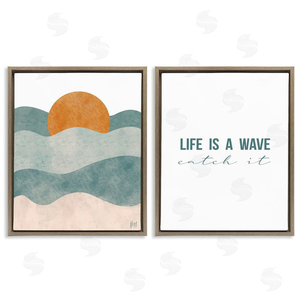 Stupell Industries Birch & Ink | Life's A Wave Phrase Summer Sunrise Wall Art