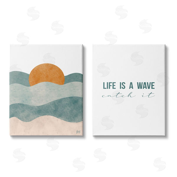 stupell industries Birch & Ink | Life's A Wave Phrase Summer Sunrise Wall Art