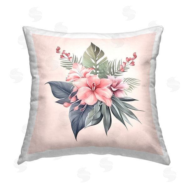 stupell industries Birch & Ink | Mixed Tropical Flowers Printed Throw Pillow