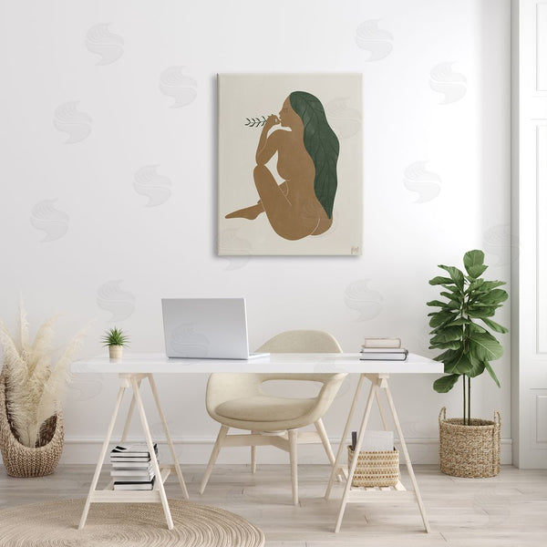 Stupell Industries Birch & Ink | Nude Woman Soft Sitting Pose Curved Body Wall Art