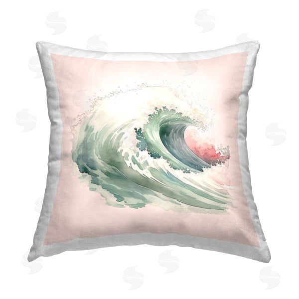 stupell industries Birch & Ink | Ocean Wave on Pink Printed Throw Pillow