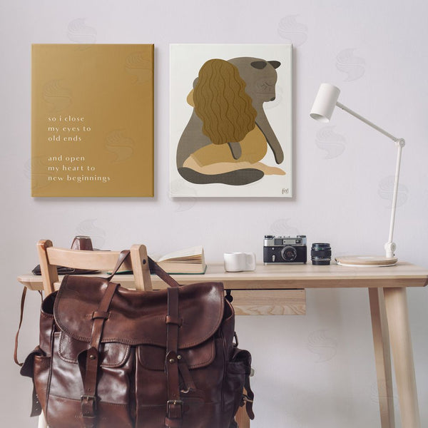 Stupell Industries Birch & Ink | Open Heart New Beginnings Woman & Seal Wall Art