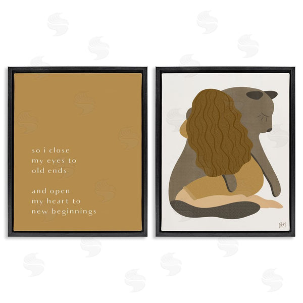 Stupell Industries Birch & Ink | Open Heart New Beginnings Woman & Seal Wall Art