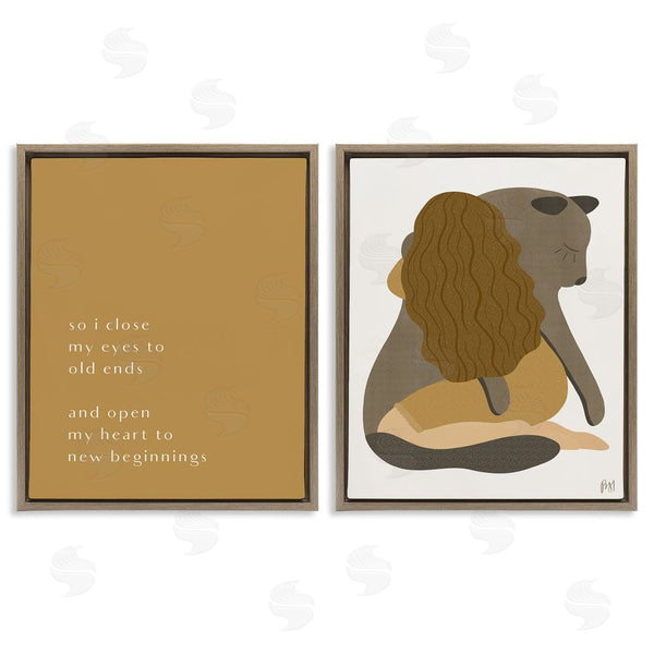 Stupell Industries Birch & Ink | Open Heart New Beginnings Woman & Seal Wall Art