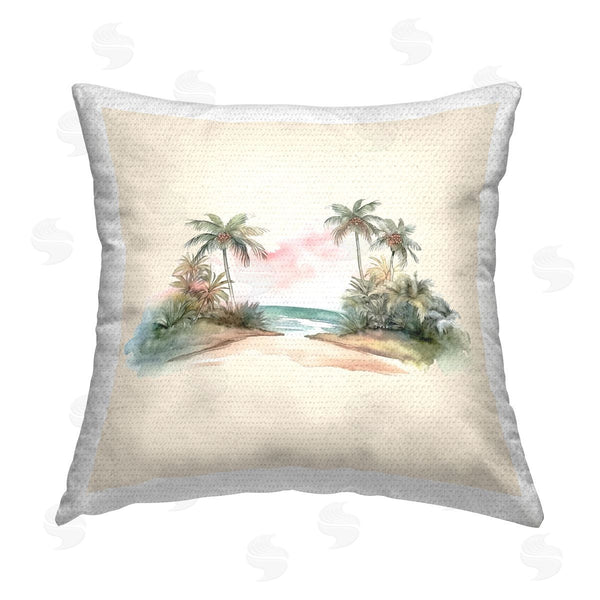 Stupell Industries Birch & Ink | Palm Tree Shoreline Printed Throw Pillow