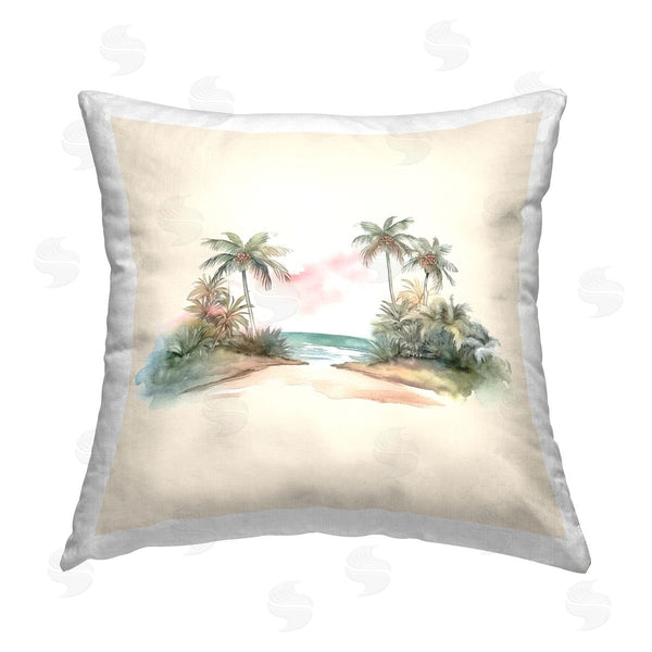 stupell industries Birch & Ink | Palm Tree Shoreline Printed Throw Pillow
