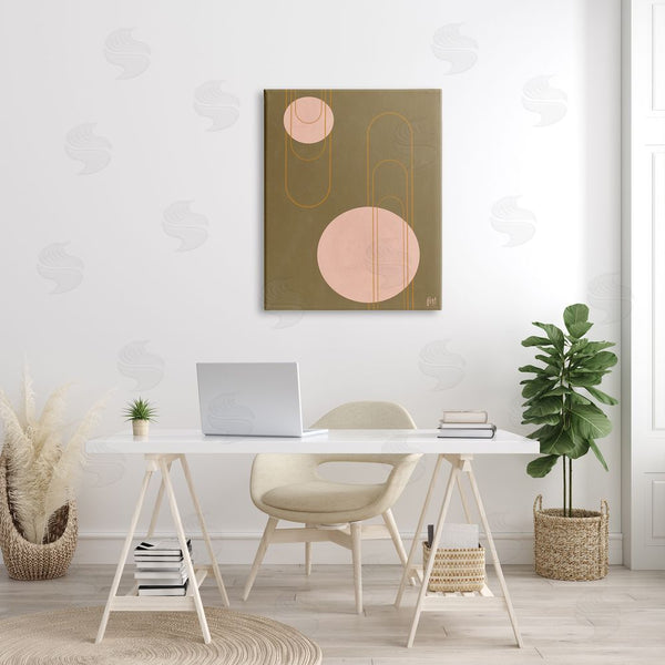 Stupell Industries Birch & Ink | Paperclip Shape Abstraction Industrial Geometric Arches Pink Brown Wall Art