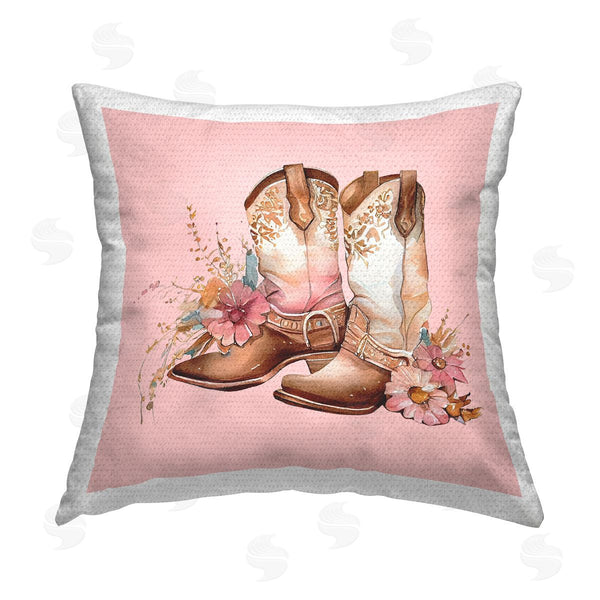 Stupell Industries Birch & Ink | Pink Pastel Cowgirl Boots Printed Throw Pillow