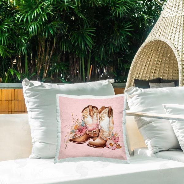 Stupell Industries Birch & Ink | Pink Pastel Cowgirl Boots Printed Throw Pillow