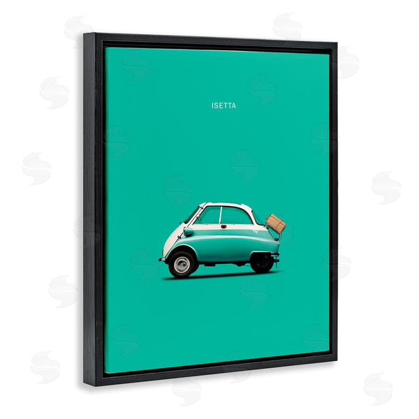 Stupell Industries Birch & Ink | Retro Italian Vehicle Isetta Turquoise Green European Car Trio Of Desert Camels Under Abstract Sunrise Shape Wall Art